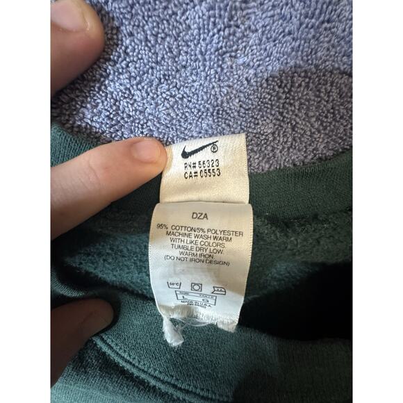 VINTAGE NIKE Forrest Green Fleece Sweatshirt Pullover Made in USA SZ L Y2k 90s - Picture 5 of 8